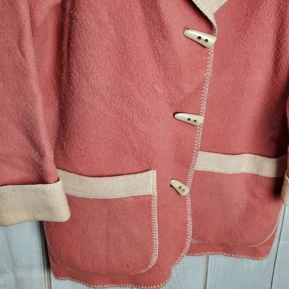 Boutique Europa Wool Blend Pink Warm Winter Hooded Jacket Coat Size Medium - Picture 3 of 9